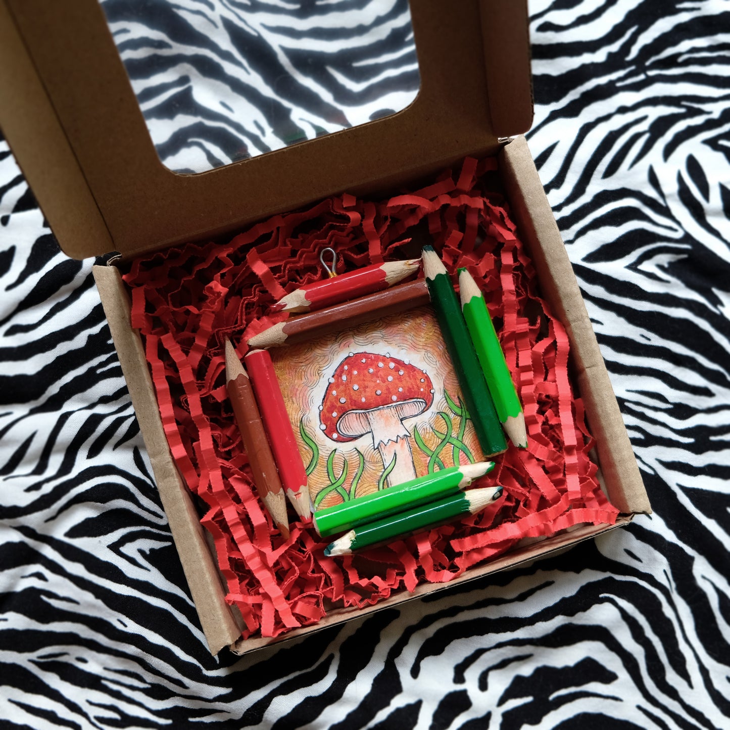 “Dreamwalker’s Guide”: Amanita muscaria (Fly Agaric) in Gold, Red and Green