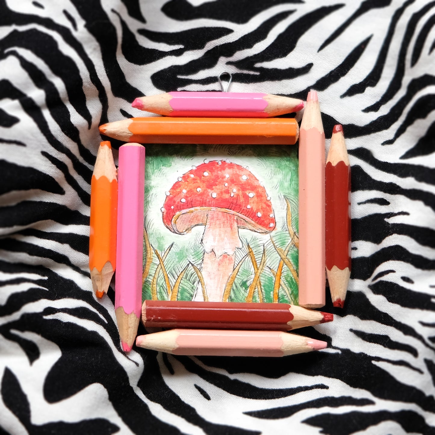 “Dreamwalker’s Guide”: Amanita muscaria (Fly Agaric) in Green, Orange and Pink