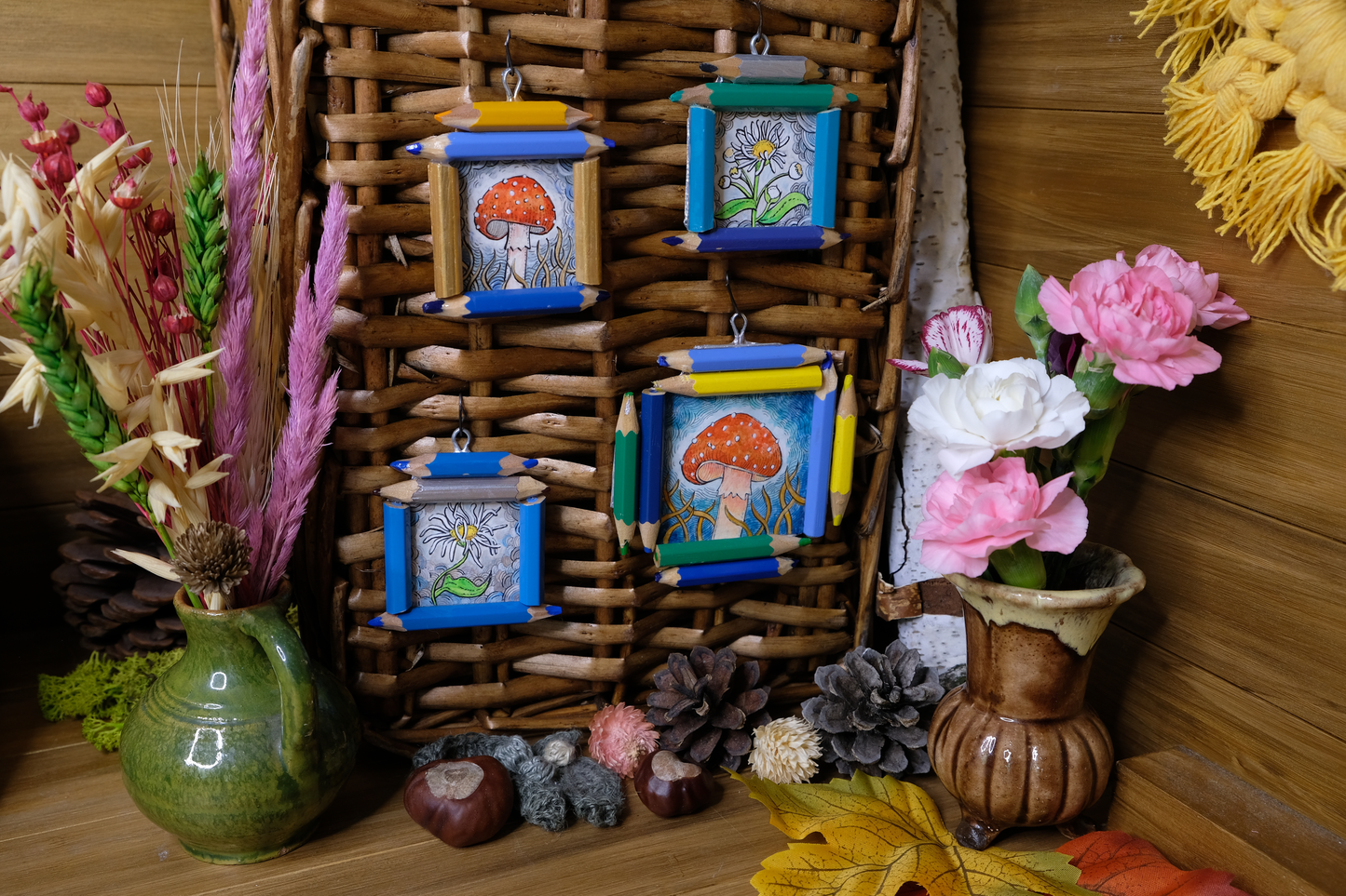 "Brave Delight": Tiny White Flower in Blue and Silver