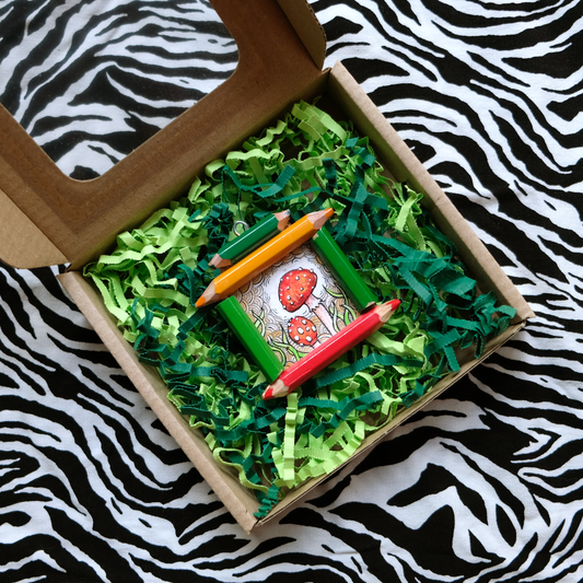 "Tiny Dreamwalker's Child": Amanita muscaria (Fly Agaric) in Gold and Green