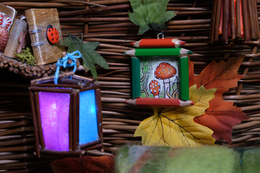 "Tiny Dreamwalker's Child": Amanita muscaria (Fly Agaric) in Green