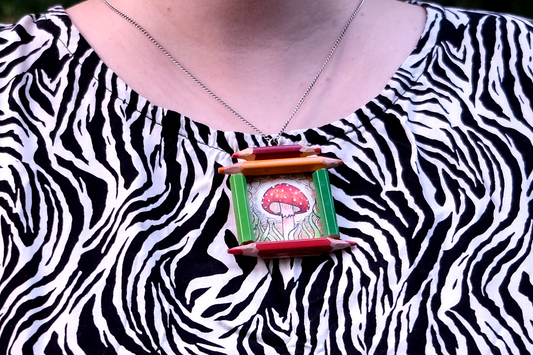 "Tiny Dreamwalker": Amanita muscaria (Fly Agaric) in Gold