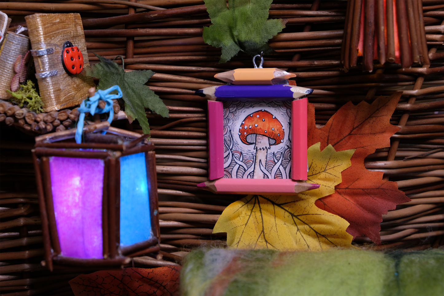 "Tiny Dreamwalker": Amanita muscaria (Fly Agaric) in Pink and Silver
