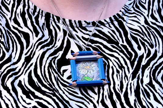 "Brave Delight": Tiny White Flower in Blue and Silver