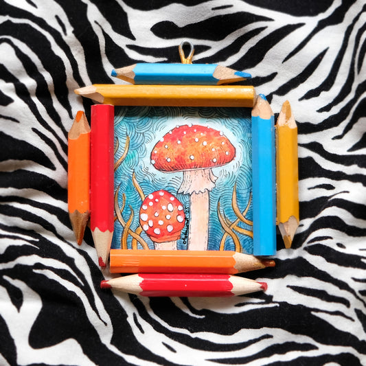 "Dreamwalker’s Child": Amanita Muscaria (Fly Agaric) in Blue and Gold