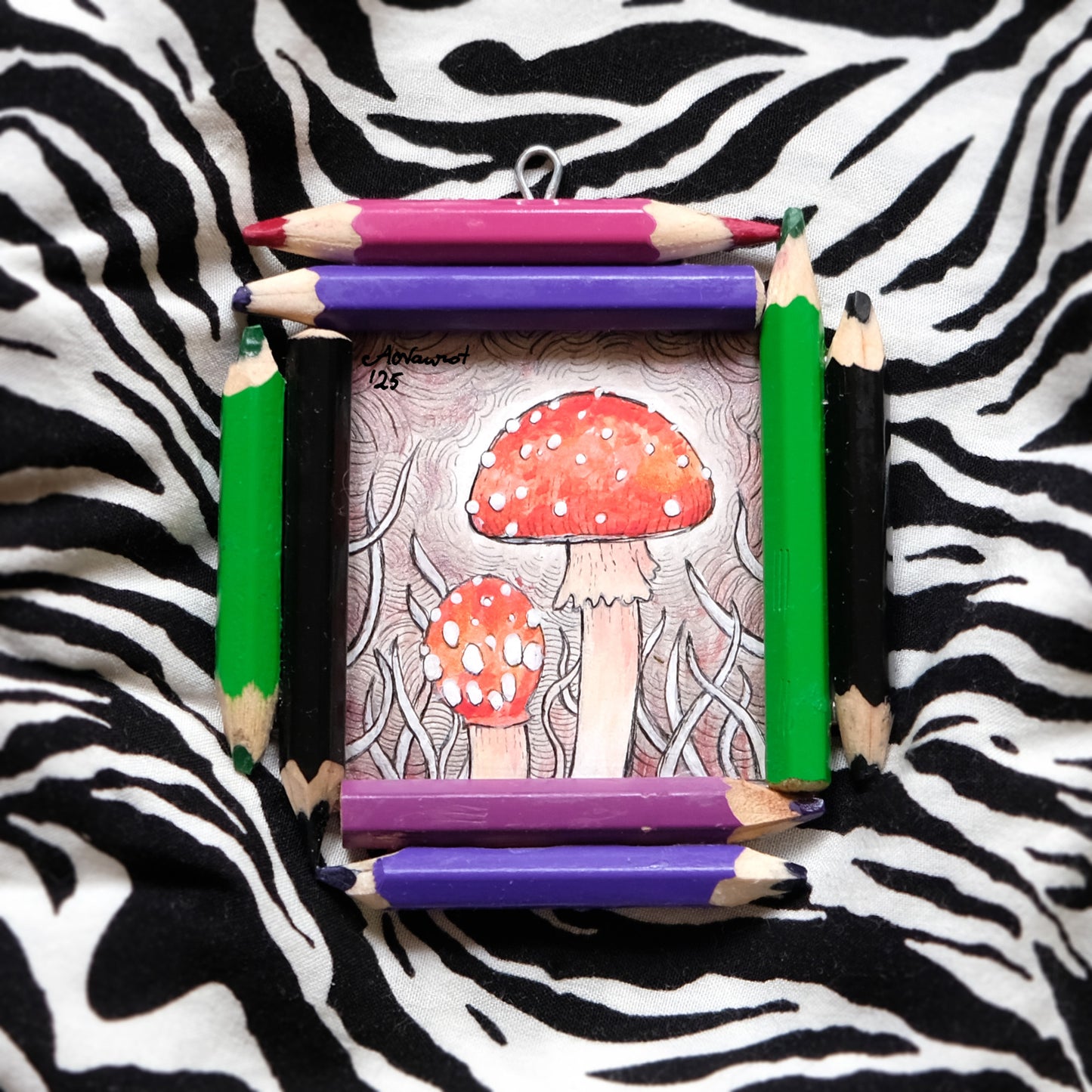 "Dreamwalker’s Child": Amanita Muscaria (Fly Agaric) in Rose Silver, Green and Violet