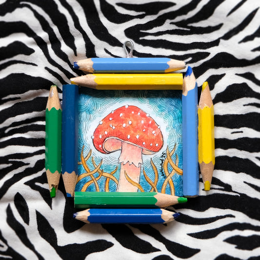 “Dreamwalker’s Guide”: Amanita muscaria (Fly Agaric) in Blue, Green and Yellow