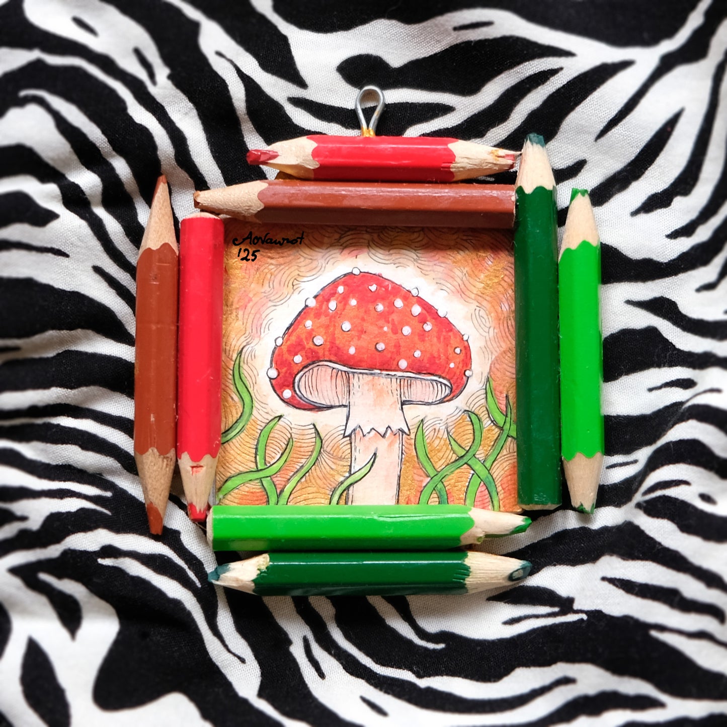 “Dreamwalker’s Guide”: Amanita muscaria (Fly Agaric) in Gold, Red and Green