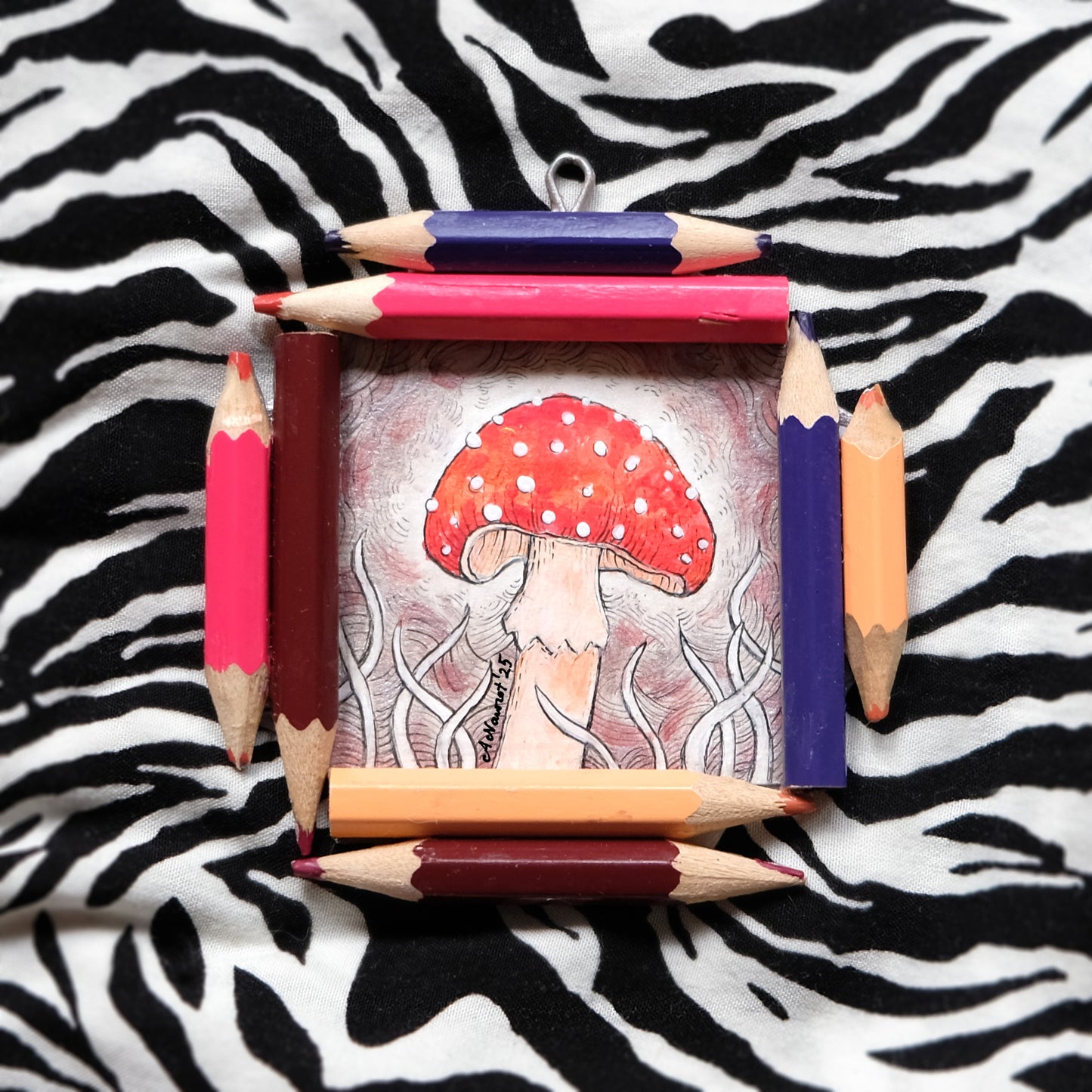 “Dreamwalker’s Guide”: Amanita muscaria (Fly Agaric) in Rose Silver, Red and Violet