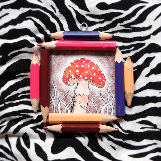 “Dreamwalker’s Guide”: Amanita muscaria (Fly Agaric) in Rose Silver, Red and Violet
