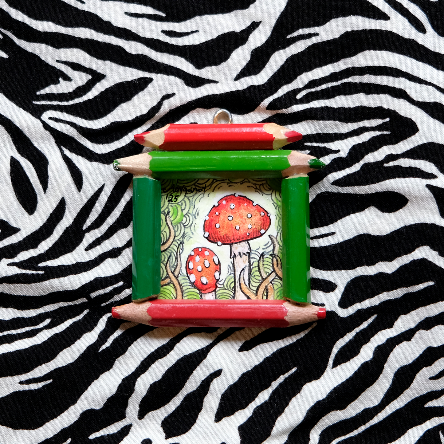 "Tiny Dreamwalker's Child": Amanita muscaria (Fly Agaric) in Green