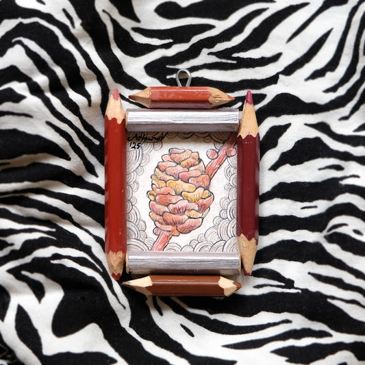 “Forest Seed”: Coniferous Cone in Silver and Brown