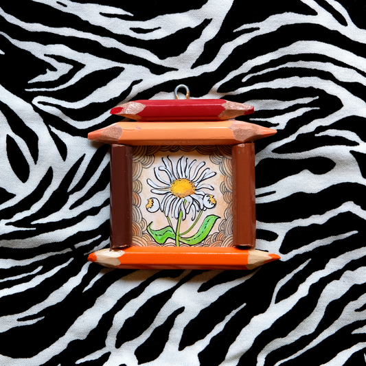 "Brave Delight": Tiny White Flower in Orange and Brown