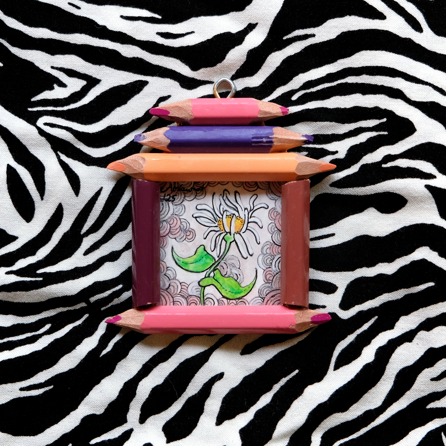 "Brave Delight": Tiny White Flower in Pink and Brown