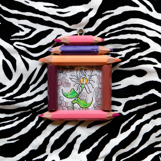 "Brave Delight": Tiny White Flower in Pink and Brown