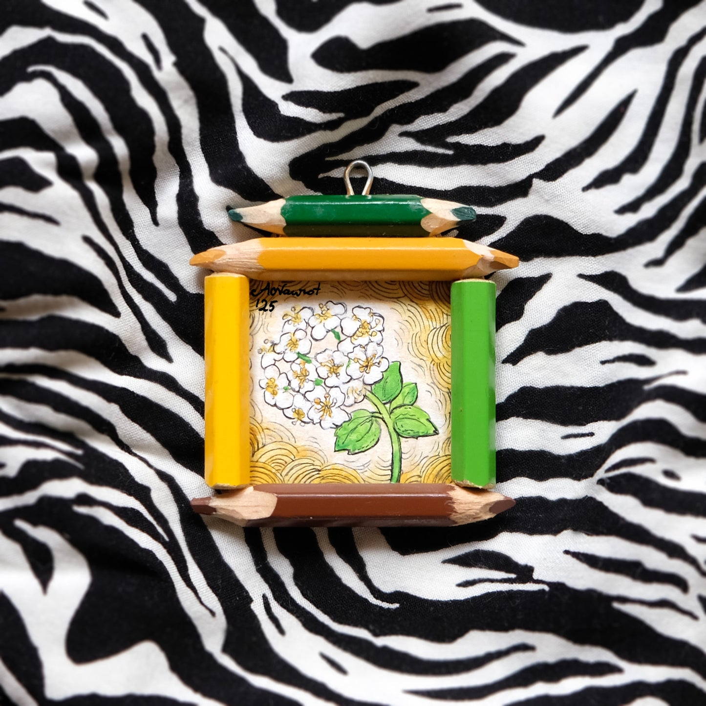 “Quiet Grace”: Small White Flower in Yellow and Green