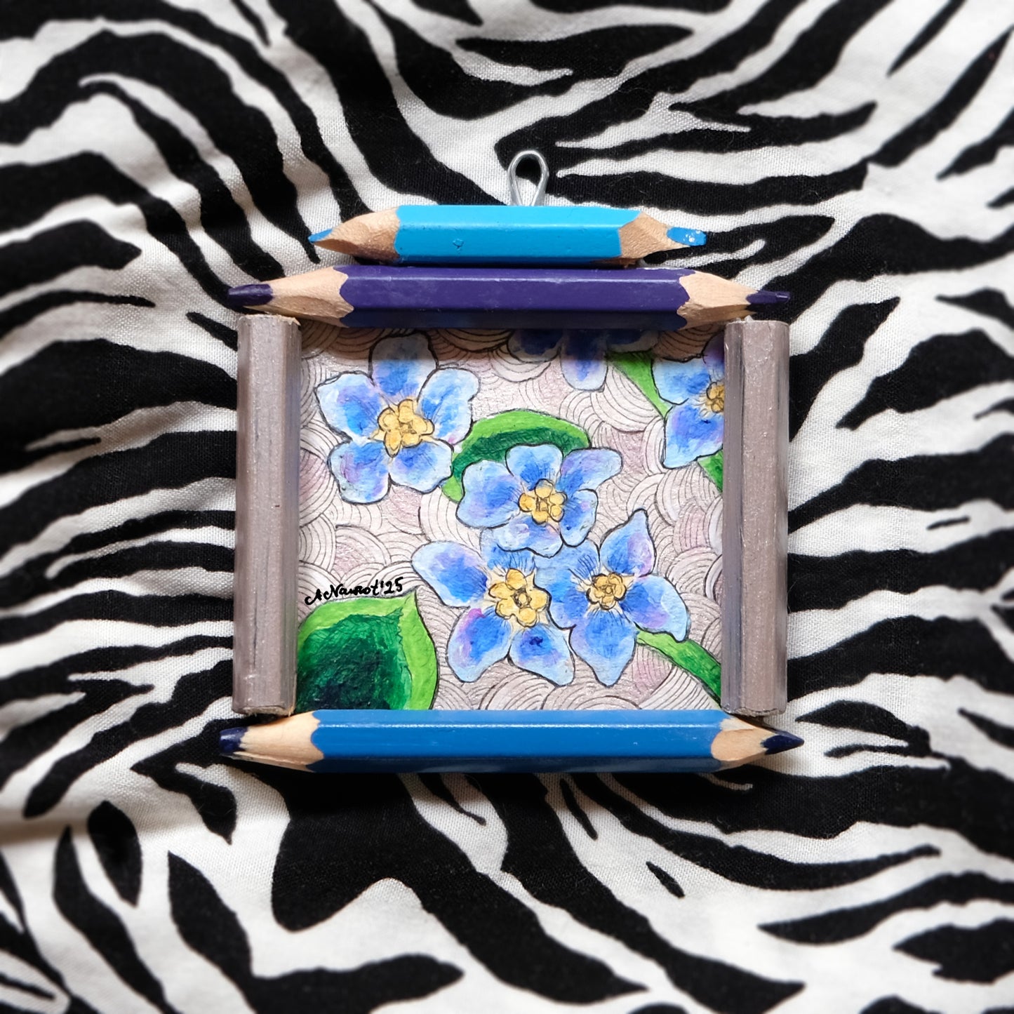 “Keeper of Stories”: Myosotis (Forget-Me-Not) in Silver, Blue and Green