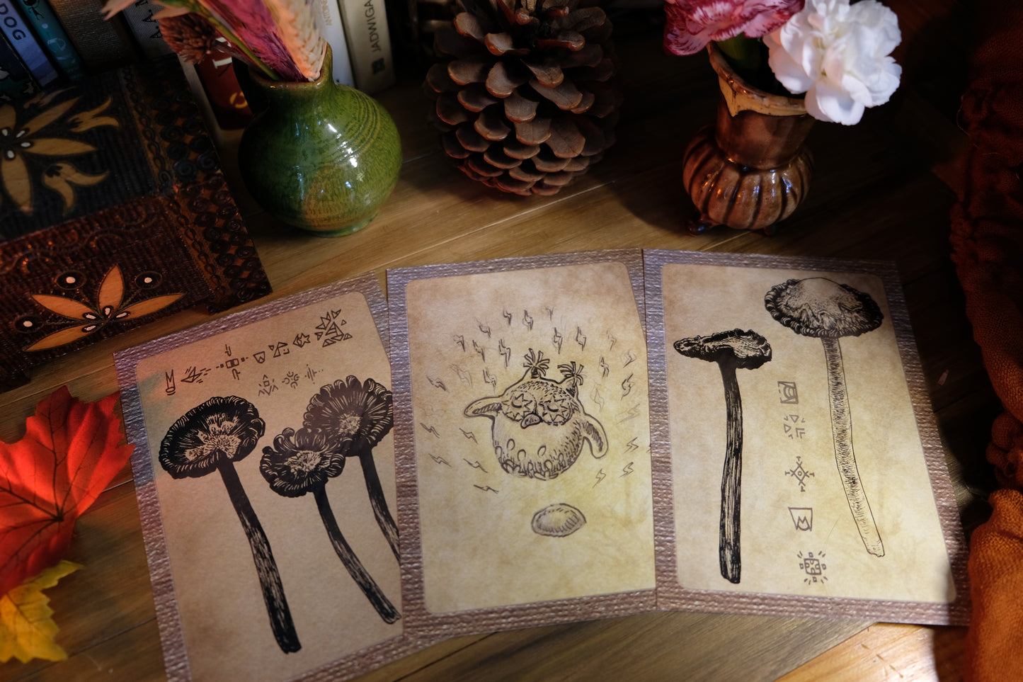 Set of 14 Mushroom and Fantasy Postcards: "The Magical World of The Quirky Owl" and "Quirky Mushrooms"