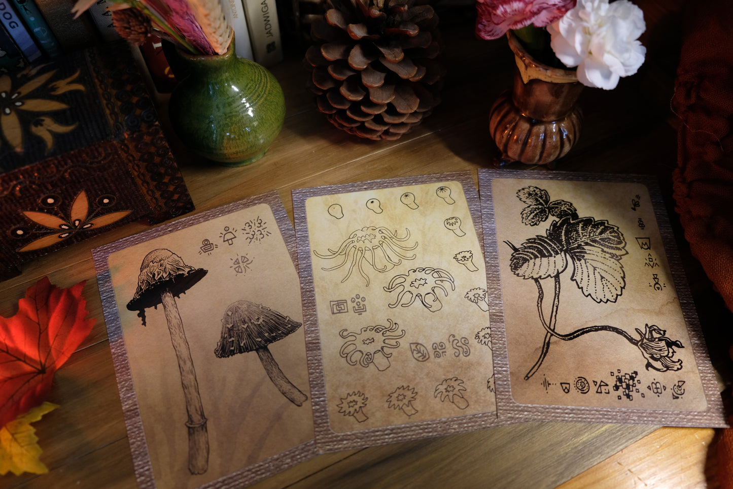 Set of 14 Mushroom and Fantasy Postcards: "The Magical World of The Quirky Owl" and "Quirky Mushrooms"